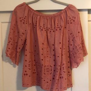 Eyelet Off-the-Shoulder Blouse